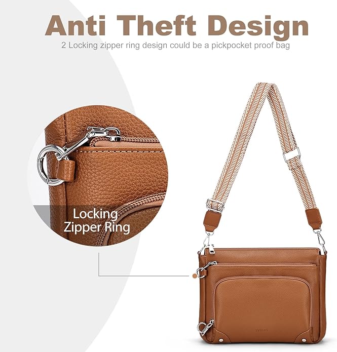 Anti-Theft Crossbody Purse for Women, Crossbody Shoulder Bag with Built-in Wallet & RFID Blocking for Travel Workout