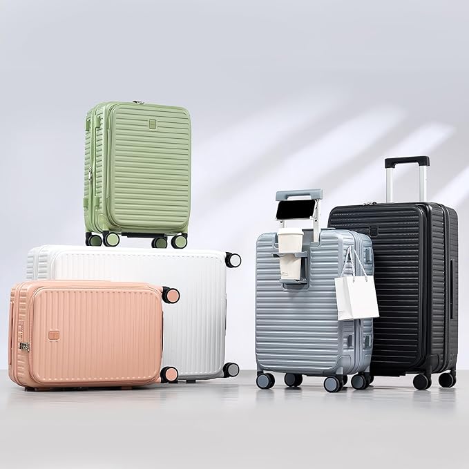Hard Shell Suitcases 28 Inch Large Checked Luggage with Spinner Wheels Cup Holder, Expandable Check in Luggage Lightweight Top Opening Luggage Big Rolling Suitcase with Lock, Pink
