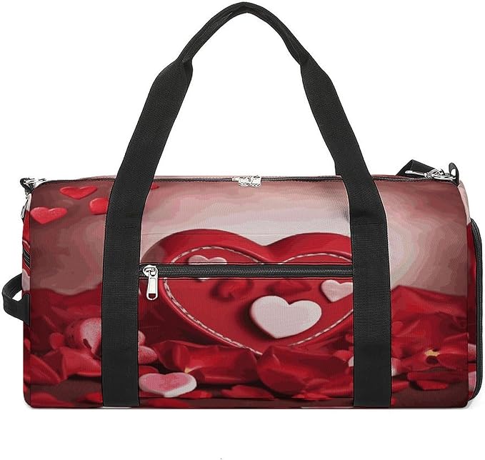 Oxford Cloth Happy Valentine's Day1 Gym Bag,Duffle Bag with Shoes Compartment And Adjustable Shoulder Straps，Weekender Bags for Men Women.