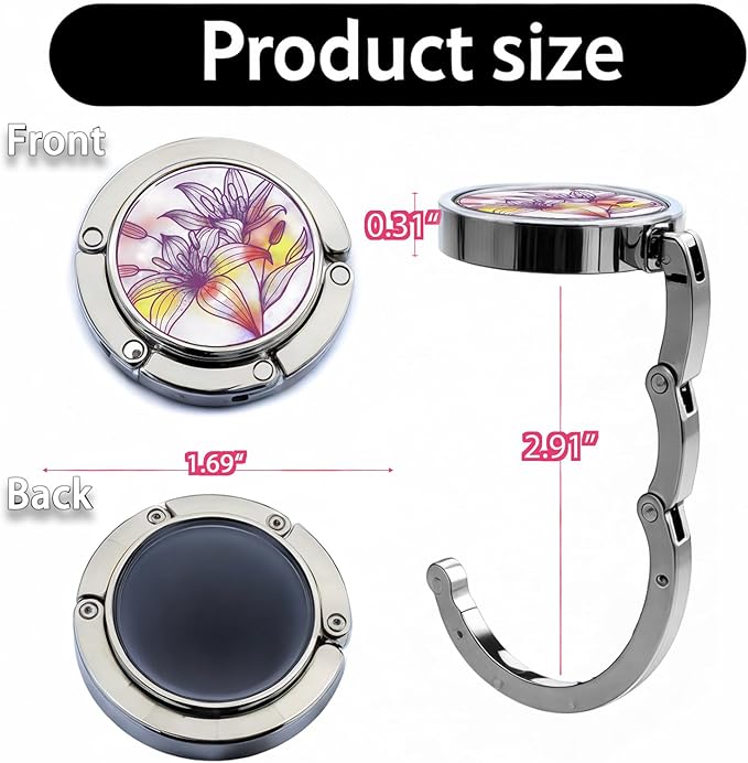 Purse Hanger, Foldable Purse Hook Set of 3 Mixed Pattern Purse Table Hanger Womens Bag Purse Holder for Desk Tables 3-2