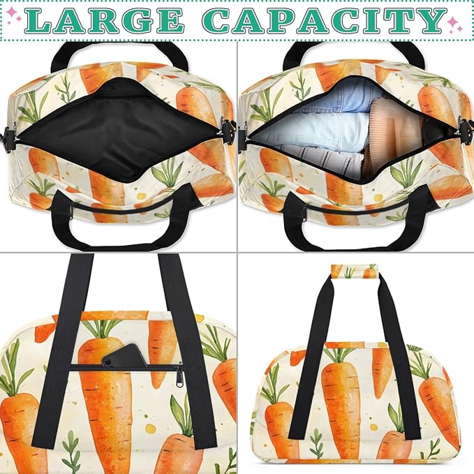 Cute Carrots Kids-Duffel-Bags Gymnastics Dance Bag Carry-On Overnight Travel Gym Lightweight Dance Sports Bags For Girls Boys Kids，