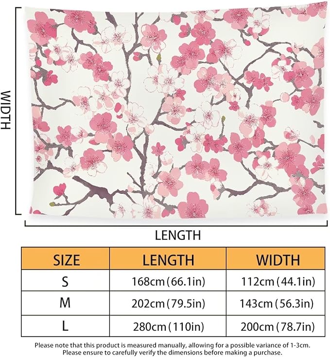 Cherry Blossom Print Pink Beach Towel - 66x44 Inch Microfiber Sand Free Quick Dry Towel for Camping, Travel, Swimming, Pool – Lightweight Fast Drying Towel Compact for Adults Size S