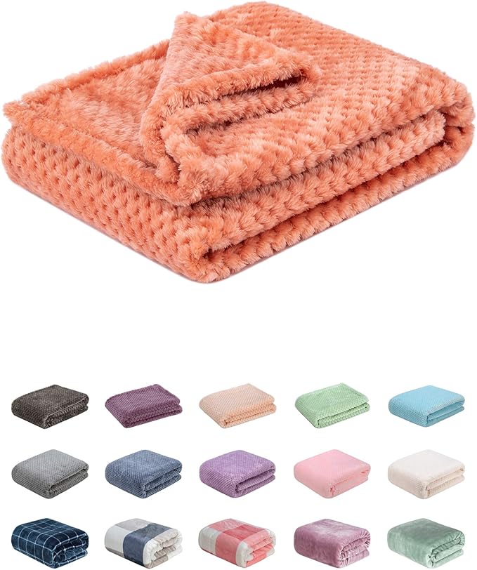 Fuzzy Blanket or Fluffy Blanket for Baby, Soft Warm Cozy Coral Fleece Toddler, Infant or Newborn Receiving Blanket for Crib, Stroller, Travel, Decorative (28Wx40L, XS-Grapefruit)