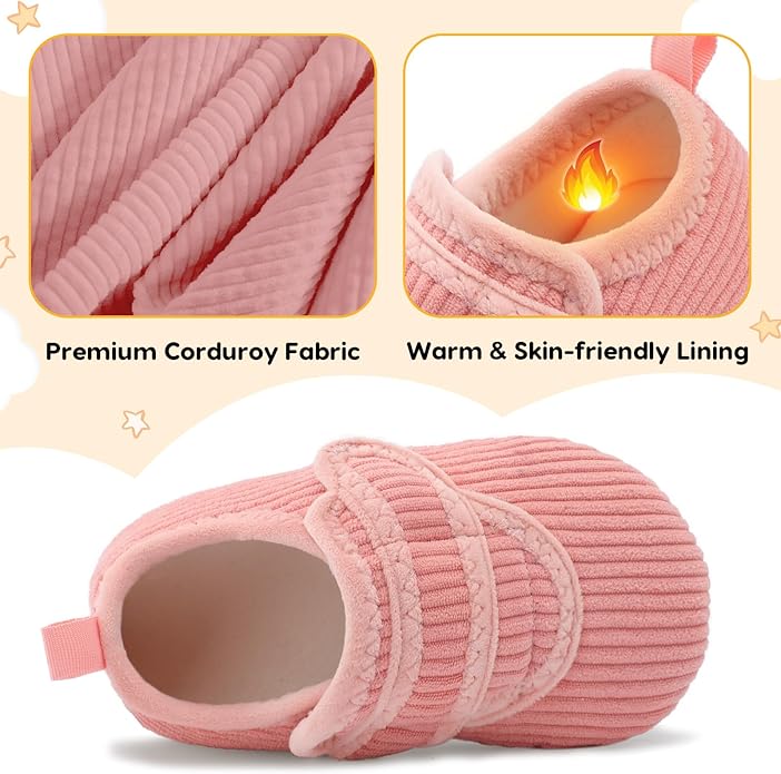LeIsfIt Toddler Slippers Boys Girls House Shoes Soft Warm Kids House Slippers Slip on Cozy Bedroom Sock Shoes Non-slip Indoor Outdoor Slipper Shoe