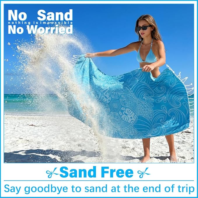 Thin Turkish Beach Towel Lightweight Soft Cotton Extra Large XL Oversized Sand Free Sandproof Absorbent Quick Dry Towels Cloud Bath Pool Travel Compact Essentials Accessories for Adult Gifts