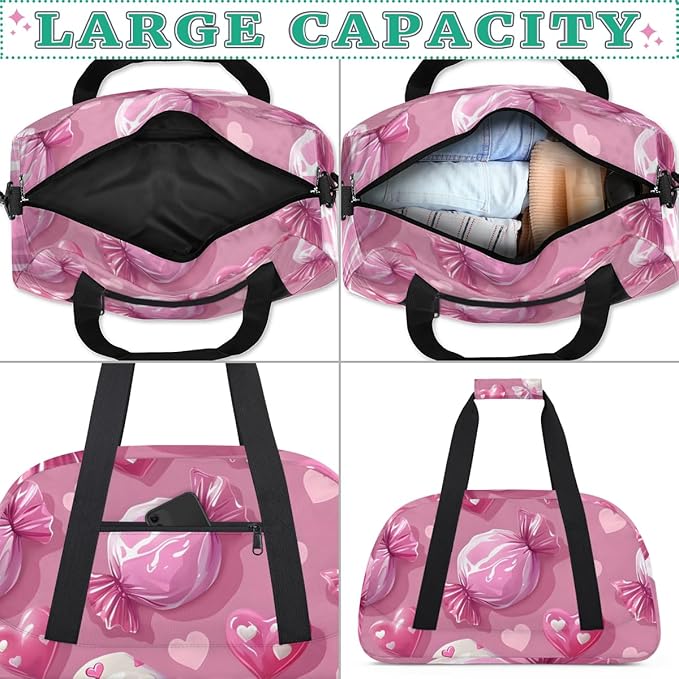 Candy Love Kids-Duffel-Bags Gymnastics Dance Bag Carry-On Overnight Travel Gym Lightweight Dance Sports Bags For Girls Boys Kids，