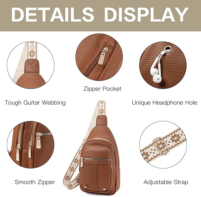 GAEKEAO Sling Bag for Women Crossbody Bags Fanny Pack Vegan Leather Chest Bag Travel Shoulder Belt Purse Backpack Gifts