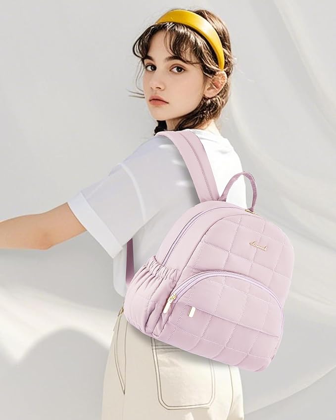 LOVEVOOK Small Backpack Purse for Women, Mini Puffer Backpack with Anti-theft Pocket, Lightweight Quilted Casual Daypack for Daily Work & Travel