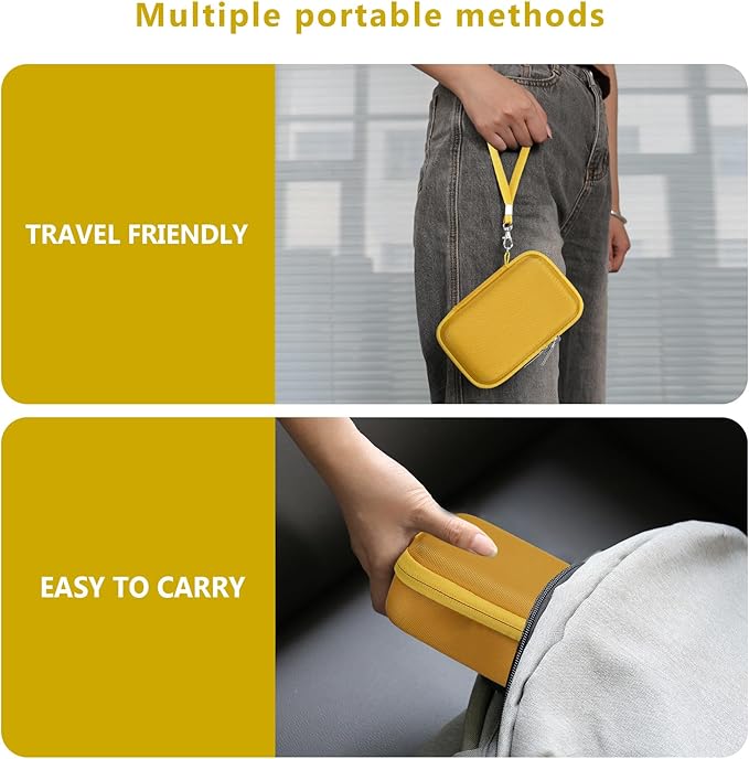 Hard Travel Case for Sony ZV-1F / ZV-1 / ZV-1 II Digital Camera, Storage Holder Travel Bag with Zipper Mesh Pocket for Battery Pack, Charging Cable, USB Card, Yellow
