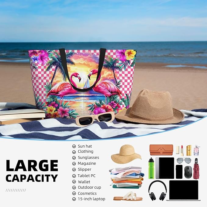 Extra Large Beach Bags For Women, Waterproof Beach Totes Bags For Women, Lightweight Foldable Pool Bag With Zipper