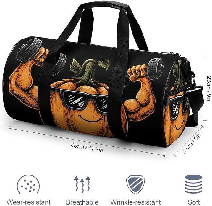 Power Pumpkin Weightlifting Mens Gym Bag for Women Sports Duffle Weekender Bags Travel Handbag Carry On