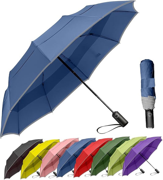MRTLLOA 42/49 Inch Compact Travel Essentials Umbrella for Rain, Lightweight, Portable, Automatic, Strong, Waterproof Folding Umbrellas for Women, Men and Teenagers
