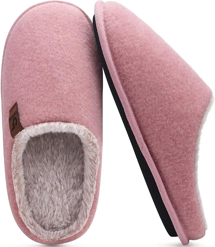 COFACE Mens Cozy Memory Foam Scuff Slippers Casual Slip On Warm House Shoes Indoor/Outdoor Sandal Slippers With Arch Support Rubber Sole Size 7-15