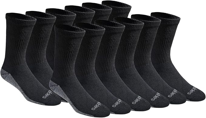 Dickies Men's Dri-Tech Original Moisture Control Crew Socks, Available in M-XXL (6, 12, 18 Pairs)