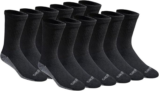 Dickies Men's Dri-Tech Original Moisture Control Crew Socks, Available in M-XXL (6, 12, 18 Pairs)