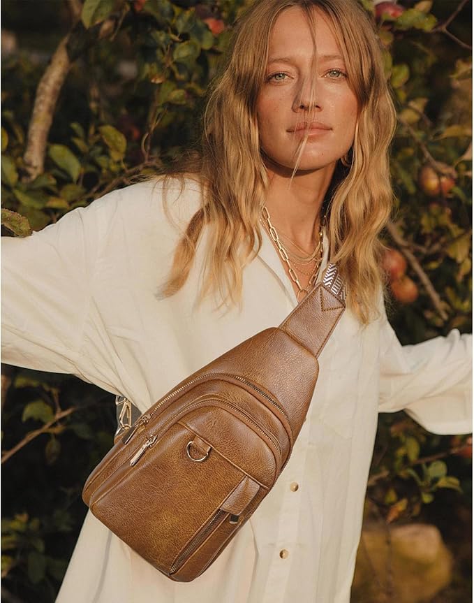 GAEKEAO Sling Bag for Women Crossbody Bags Fanny Pack Vegan Leather Chest Bag Travel Shoulder Belt Purse Backpack Gifts