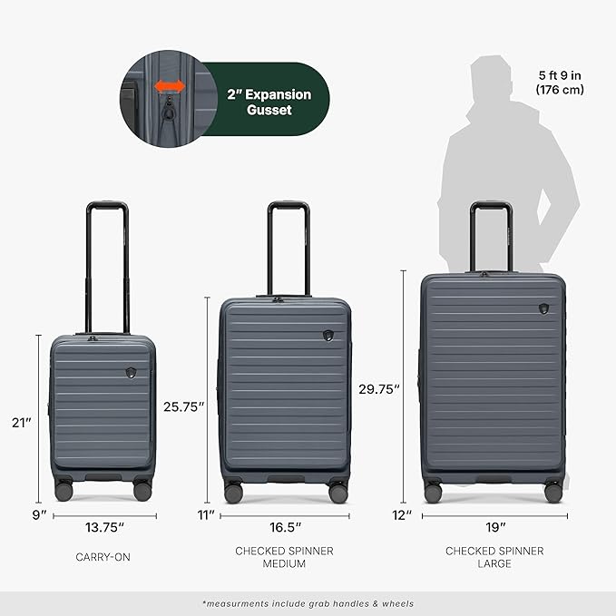 Traveler's Choice Novia Top Opening Expandable Polycarbonate Luggage with Spinner Wheels, Slate Blue, 30-Inch Large