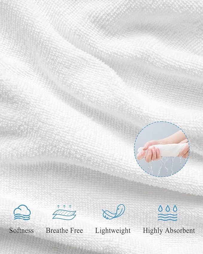 ALAGEO Beach Towels White Daisy Bath Pool Towel Yellow Flower Floral Blue Background Bath Towels Sand Free Beach Blanket Quick Dry Lightweight Travel Towel for Adults Beach Gifts 23x47 inch