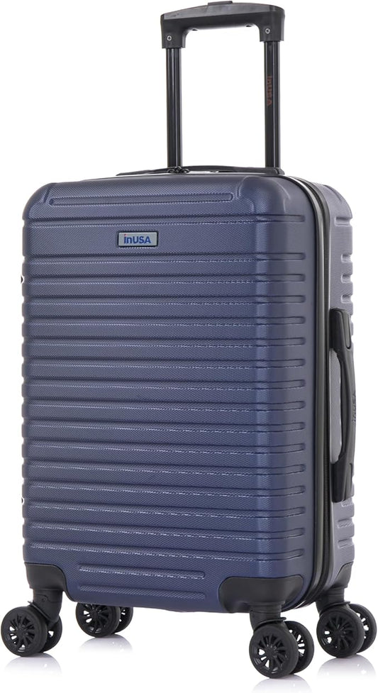 InUSA DEEP Luggage with GEL Handle | Spacious Traveling Suitcases, Travel Suitcase with Dual Spinner Wheels and Studs | 20 Inch Carry On Hardside Luggage | Blue