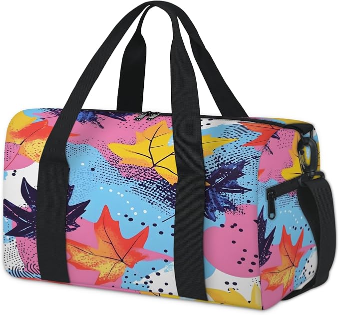 Maple Leafc Print Travel Duffle Bag for Women Men, Overnight Weekender Bag, Carry on Tote for Sport Gym