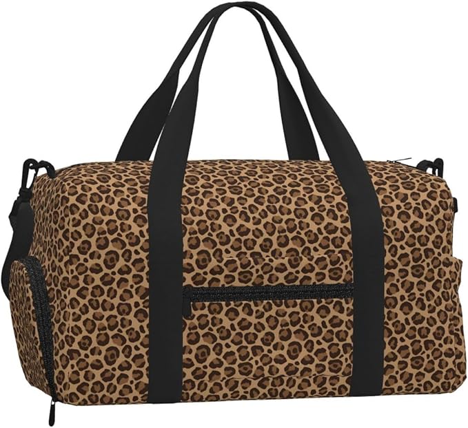 Classic Leopard Women'S Gym Duffle Bag With Shoes Compartment, Ideal For Travel, Gym, Sports, Duffel, Weekender