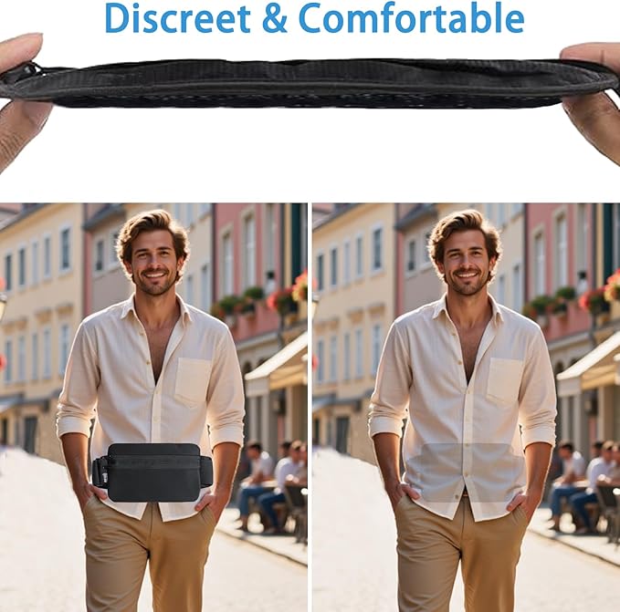 Money Belt bag women Passport Holder for men Secure Hidden Travel Wallet Undercover Fanny Pack rfid travel pouch with airtag waterproof travel purse anti theft