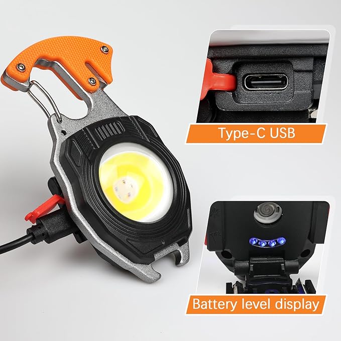 MAKDAK 4PC Keychain Flashlight Rechargeable Cob Keychain Work Light 7 Modes 1600Lumen High Lumen Flashlights for Emergencies,EDC