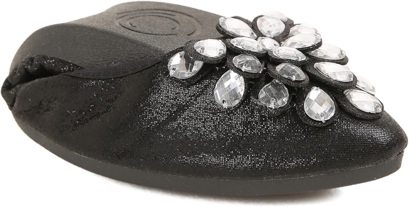 Flats Shoes for Women Rhinestone Wedding Ballerina Shoes Foldable Sparkly Comfort Slip on Flat Dressy Flats