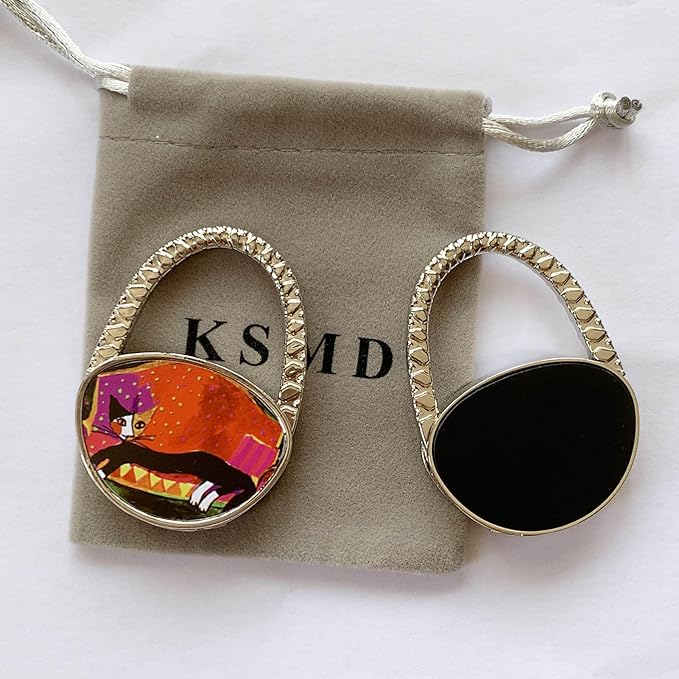 KSMD Animal Design Purse Hooks for Table and Bars,Portable Purse Hanger Organizers Hooks Handbag Holder Pocketbook Holder Bag Storage for Desk Bag Hook,Foldable Folding Table Hook Hanger (Lonely Cat)