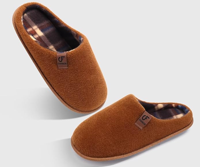 COFACE Unisex Mens Womens Cozy Memory Foam Scuff Slippers Casual Slip On Warm House Shoes Indoor/Outdoor Felt Sandal Slippers Size 4-15