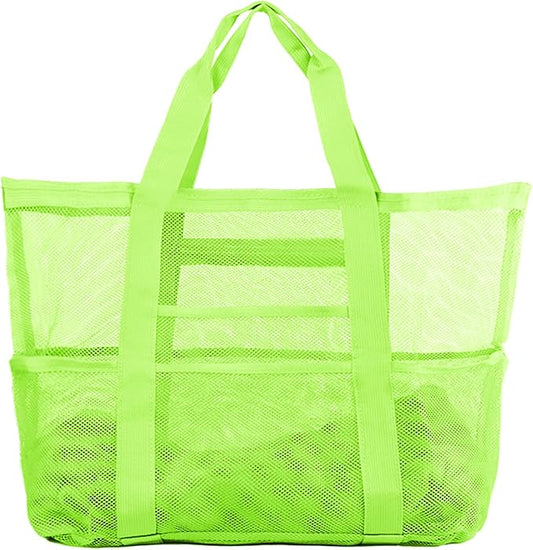 CaCTOUR Mesh Beach Bag,Large Beach Bags for Women with 8 Pockets,Packable Tote Bag for Beach Cruise Pool Vacation Essentials