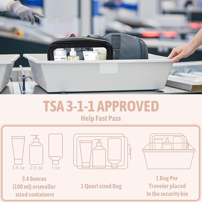 3PCS Clear Toiletry Bag,TSA Approved Travel Pouch with Zipper for Cosmetics and Toiletries，Diaper Bag Organizer Pouch Set, Purse Organizer and Clear Car Bag for Women and Kids