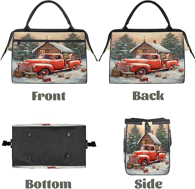Snow Red Car Travel Duffel Bag, Waterproof Sports Gym Duffle Bag, Large Capacity Weekender Carry On Overnight Bags for Women Men