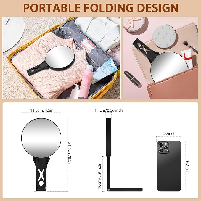 Magnifying Mirror 30X/5X Double Sided Hand Mirror, Precision Makeup at 30X Magnification & Overall View at 5X，Travel Handheld Magnified Makeup Mirror with Handle & Table Stand, Vanity Cosmetic Mirror