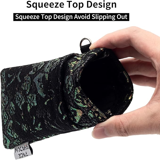 Face Shadow Double Glasses Case Soft Eyeglass Case For Women Men Squeeze Top Sunglasses Case With Cleaning Cloth