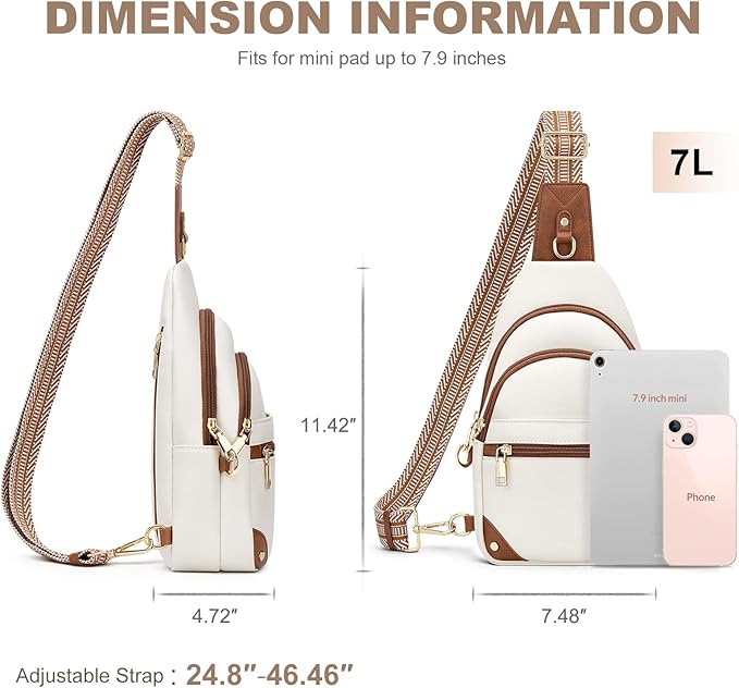 Anti Theft Crossbody Bags for Women, RFID Sling Bag Travel Purse, RFID Cross Body Purses Chest Bag for Travel Beige Brown