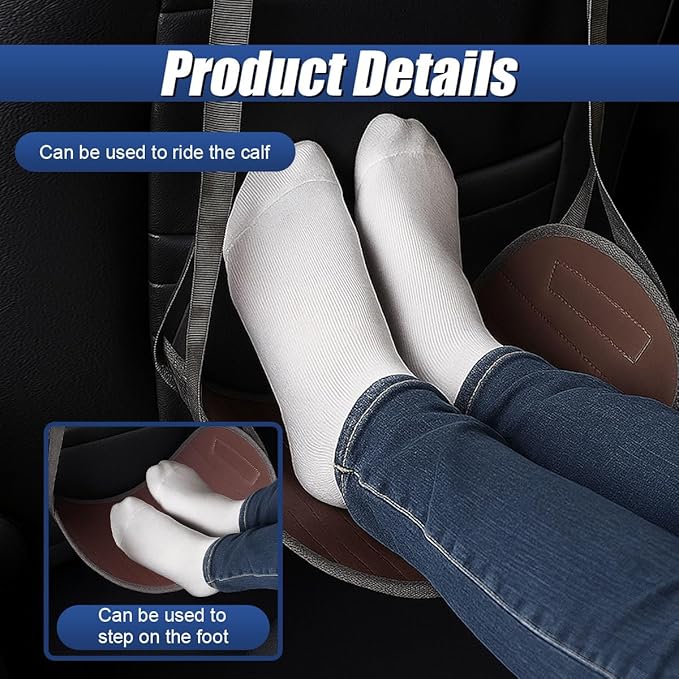 YoRise Car Seat Foot Rest for Adult, Auto Rear Seat Hanging Supportive Foot Hammock with Adjustable Strap, Portable Vehicle Footrest Pad for Air Travel, Office Use, and Car Trips (Coffee)