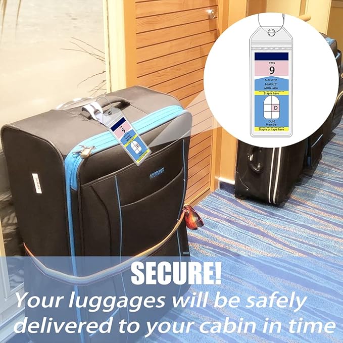 CruiSeaU Cruise Luggage Tag Holders for Royal Caribbean and Celebrity Cruises 8 packs, Cruise Essentials by Cruise Ship Crew Members 6.5x2.5 inches 8pcs
