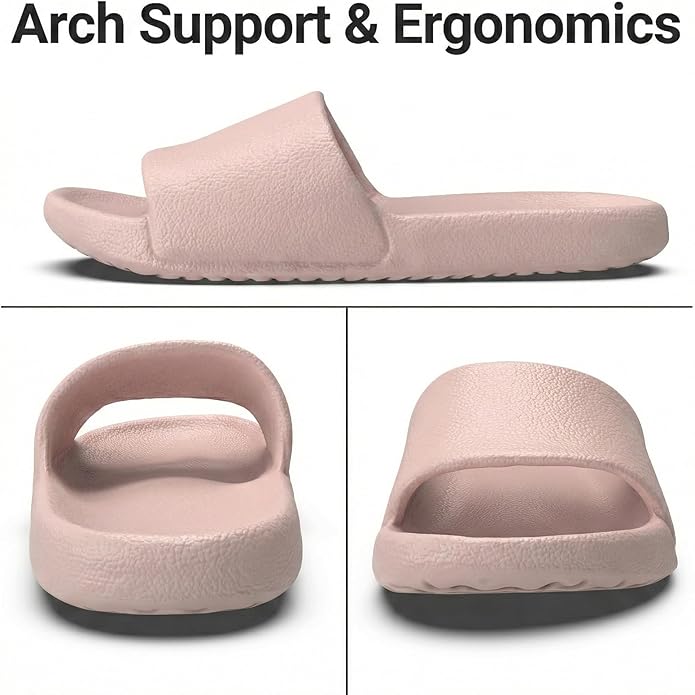 Shower Shoes for Women & Men - Non-Slip House Slippers - Cloud Comfort Slides - Quick-Dry, Arch Support - Perfect for Bathroom, Beach, Pool, Travel