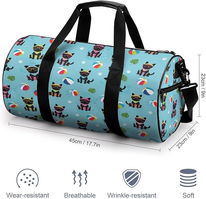 Overnight Weekender Travel Bag Black Dog Pinscher Pool Gym Sports Travel Workout Bag Basketball Football Weekender Bags
