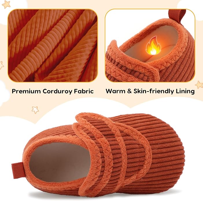 LeIsfIt Toddler Slippers Boys Girls House Shoes Soft Warm Kids House Slippers Slip on Cozy Bedroom Sock Shoes Non-slip Indoor Outdoor Slipper Shoe