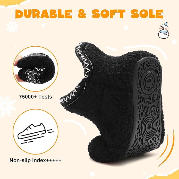 LeIsfIt Toddler Slippers Boys Girls Cozy Warm House Shoes Kids Non-slip Winter Slipper Booties Slip on Plush Lining Sock Slippers