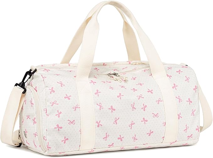 Gym Bag Sports Duffle Bag with Wet Pocket Weekender Overnight Bags with Waterproof Shoe Compartment for Girls Kids Women Dance Workout Travel Bags