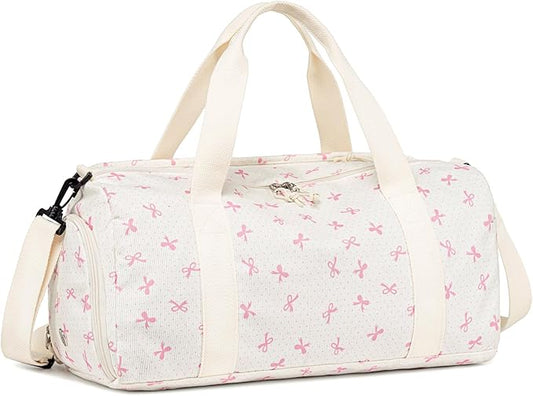 Gym Bag Sports Duffle Bag with Wet Pocket Weekender Overnight Bags with Waterproof Shoe Compartment for Girls Kids Women Dance Workout Travel Bags