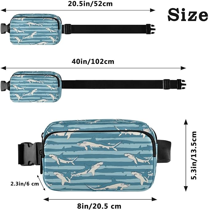 Sea Sharks Fanny Pack for Women Men Water Resistant Fashion Waist Packs with Adjustable Strap Belt Bag for Travel Workout Jogging Hiking 21219261