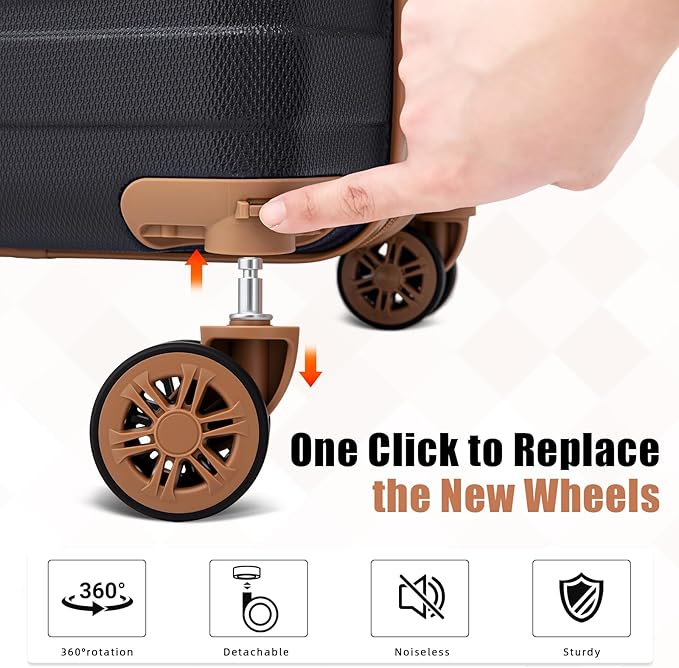 Luggage Sets 5 Piece Durable Suitcase Set with Spinner Wheels, Hard Shell Carry on Luggage with TSA Lock, Large Checked Travel Suitcases for Men and Women