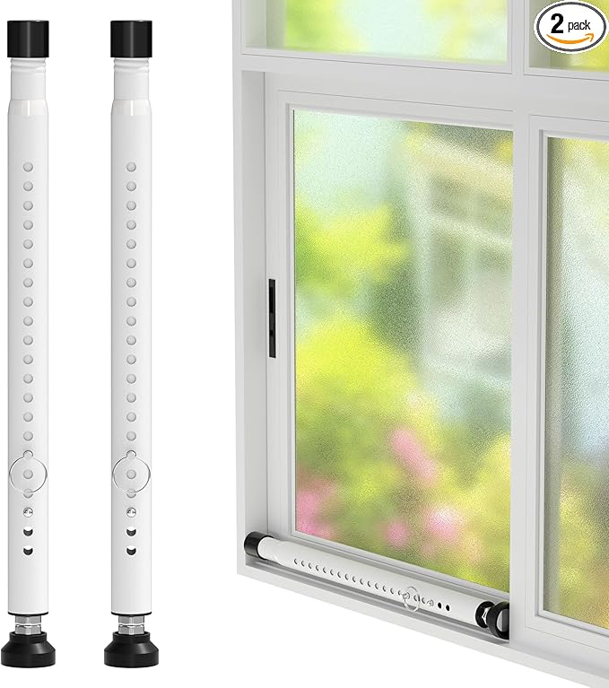 Sliding Door Security Bar,2Pcs 16 to 51 Inch Inside Sliding Patio Door Window Security Bar Stopper, Adjustable Window Locks Security Bars for Home Apartment Security, Sliding Glass Door Lock Hardware