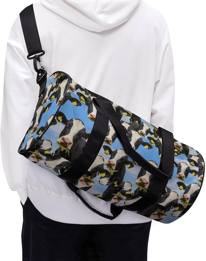 Gym Sports Travel Workout Bag Cow Cattle Dance Gymnastics Bag Lightweight Carry On Bags Foldable Overnight Bags