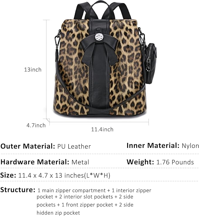 ZOCAI Backpack Purse for Women Fashion Backpack Purses PU Leather Daypacks Anti-Theft Shoulder Bag Satchel Purse
