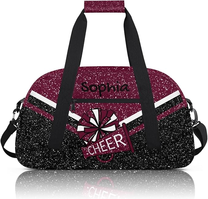 Personalized Maroon Glitter Cheer Bag for Cheerleaders, Custom Sport Gym Bag Dance Bag Travel Duffle Bag Cheerleading Gifts for Women